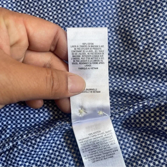 Ted Baker Dress Shirt Men 32/33 Blue Pattern Neck 14.5 Button Up Long Sleeve - Picture 11 of 14
